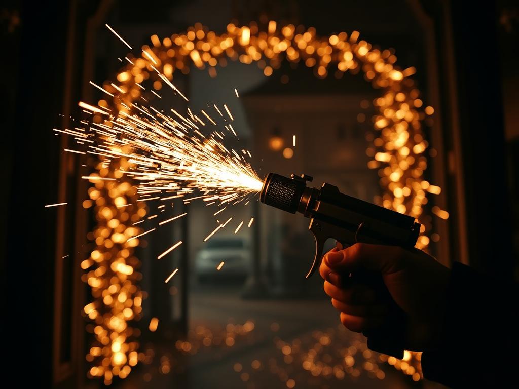 Pyro gun golden sparks